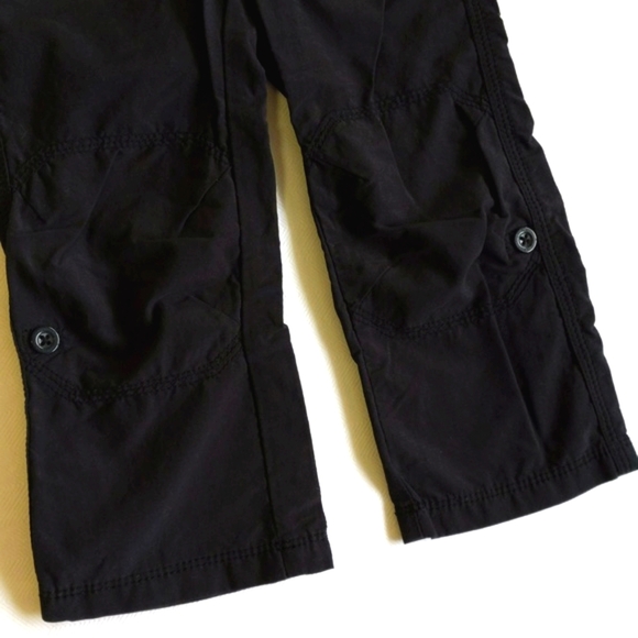 old navy basic black straight leg roll-tab casual pants 2T toddler unisex - Picture 2 of 8